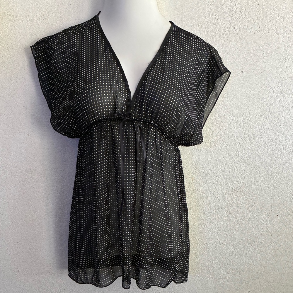 New Tower Black Sheer White Polka Dots Pattern S
